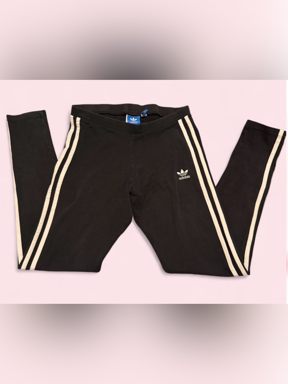Adidas Black Leggings White Stripes Model Off Duty Streetwear Effortless Y2K S